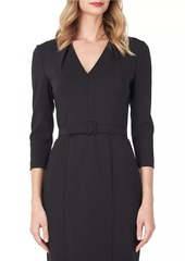 Kay Unger New York Skylar Belted Swan-Neck Midi-Dress