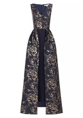 Kay Unger New York Sterling Metallic Rose Jacquard Gown