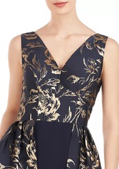 Kay Unger New York Sterling Metallic Rose Jacquard Gown
