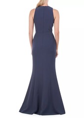 Kay Unger New York Talia Stretch Crepe Column Gown