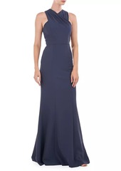 Kay Unger New York Talia Stretch Crepe Column Gown