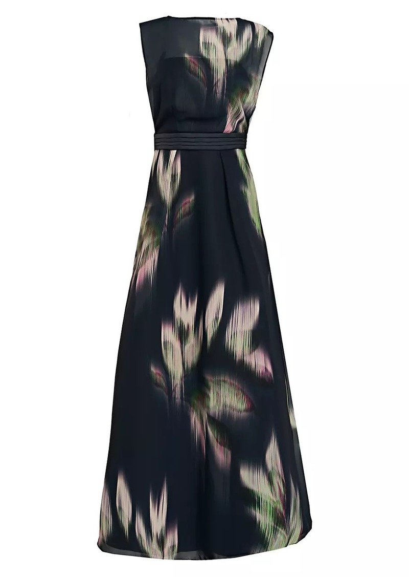 Kay Unger New York Tess Chiffon Leaf Gown