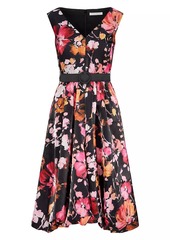 Kay Unger New York Viola Floral Organza Bubble-Hem Midi-Dress