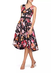 Kay Unger New York Viola Floral Organza Bubble-Hem Midi-Dress