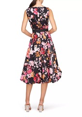 Kay Unger New York Viola Floral Organza Bubble-Hem Midi-Dress