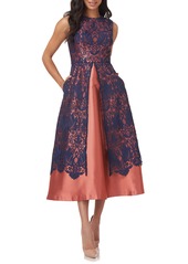 Kay Unger New York Kay Unger Claudia Lace Overlay Twill Cocktail Dress