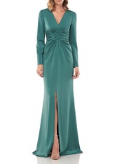 Kay Unger New York Kay Unger Kayla Long Sleeve Evening Gown in English Ivy at Nordstrom
