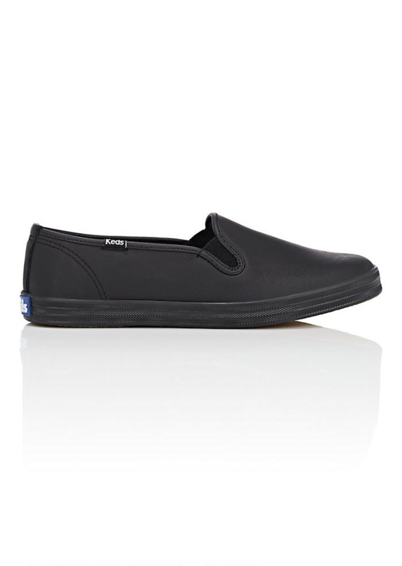 black leather keds slip ons