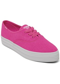 Keds Women's Point Canvas Lace-Up Platform Casual Sneakers from Finish Line - Bright Pink