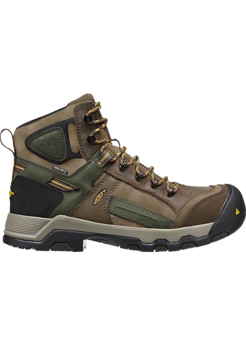 KEEN Men's Davenport Mid AL Waterproof Composite Toe Work Boots, Size 8.5, Brown