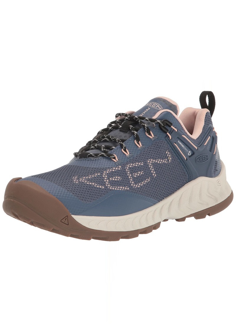 KEEN Women's NXIS Evo Low Height Waterproof Fast Packing Hiking Shoes Vintage Indigo/Peachy