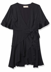 Keepsake The Label Women's Oceans Short Sleeve Mini Wrap Dress with Ruffle Detail  L