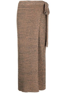 Keepsake ribbed-knit midi wrap skirt