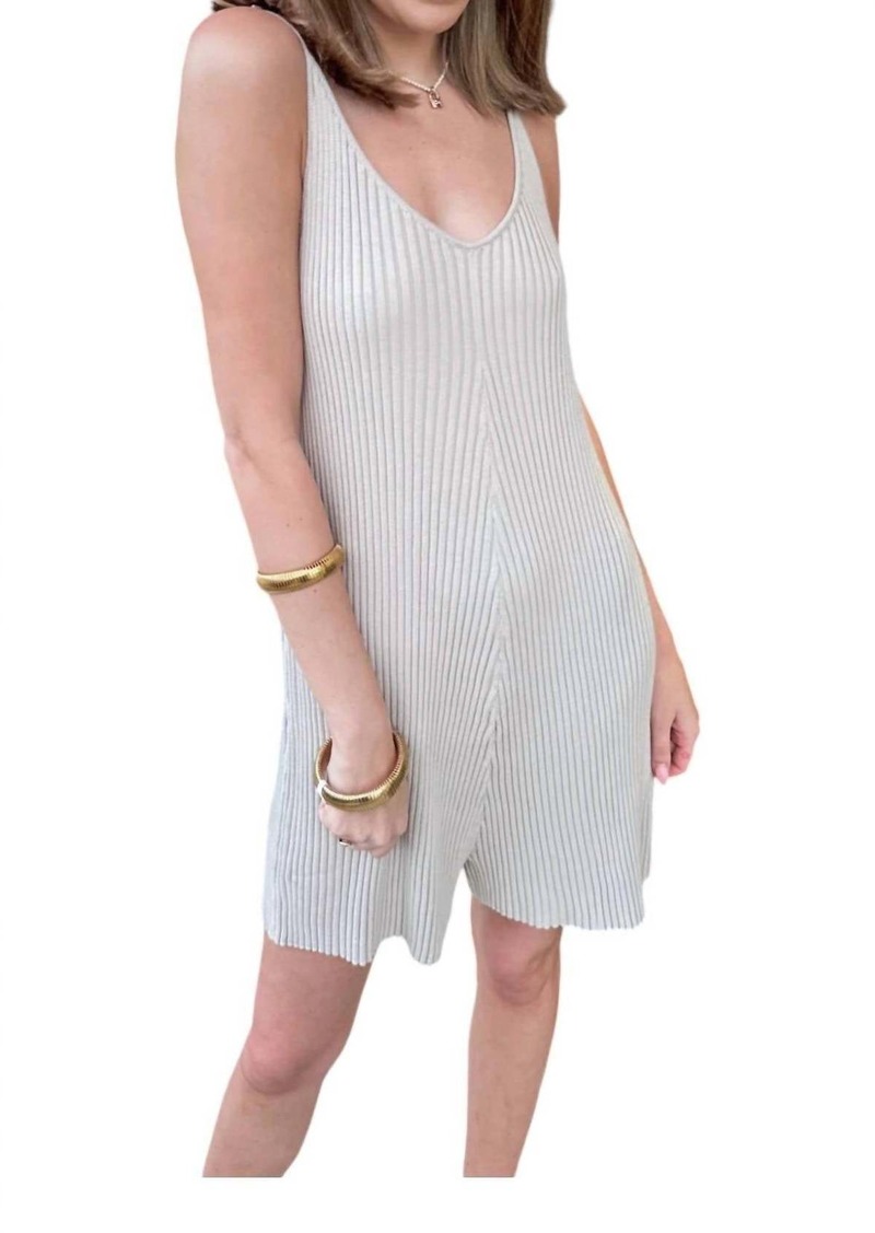 Keepsake Ribbed Knitted Romper In Stone