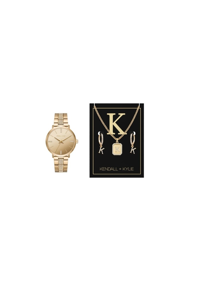Kendall + Kylie Women's Chunky Chain Strap Chronograph Watch and Coin Bracelet