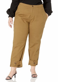 KENDALL + KYLIE Women's Plus Size Belted Ankle Twill Pants
