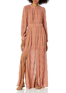 KENDALL + KYLIE Women's Button Up Crew Neck Maxi Dress with Slits