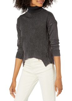 KENDALL + KYLIE Women's Over Dyed High Low Turtleneck Sweater