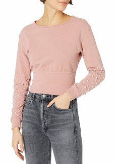 KENDALL + KYLIE Women's Pearl Embellished Sweatshirt With Back Cut-Out - Amazon Exclusive