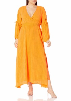 KENDALL + KYLIE Women's Plus Size Maxi Dress with Ruched Sleeves