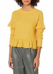 KENDALL + KYLIE Women's Smocked Sleeve Ruffle Blouse