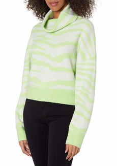 KENDALL + KYLIE Women's Turtle Neck Sweater with Slit Stone/Mint