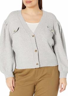 KENDALL + KYLIE Women's Plus Size V-Neck Cardigan with Pocket