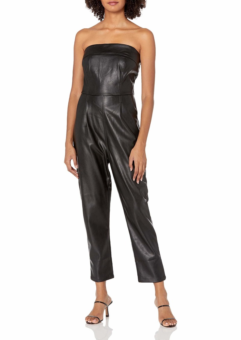 KENDALL + KYLIE Women's Vegan Leather Strapless Jumpsuit
