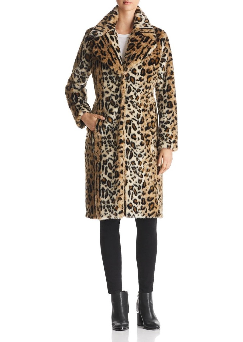 KENDALL and KYLIE Leopard Print Faux Fur Coat