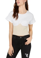 Kendall + Kylie Womens Seamed Cuff Sleeves Corset Top