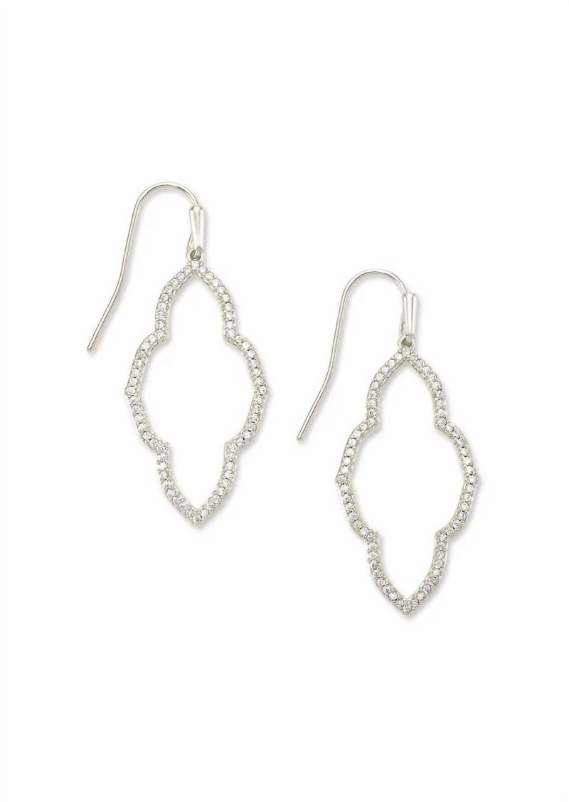 Kendra Scott Abbie Silver Small Open Frame Earrings In White Crystal