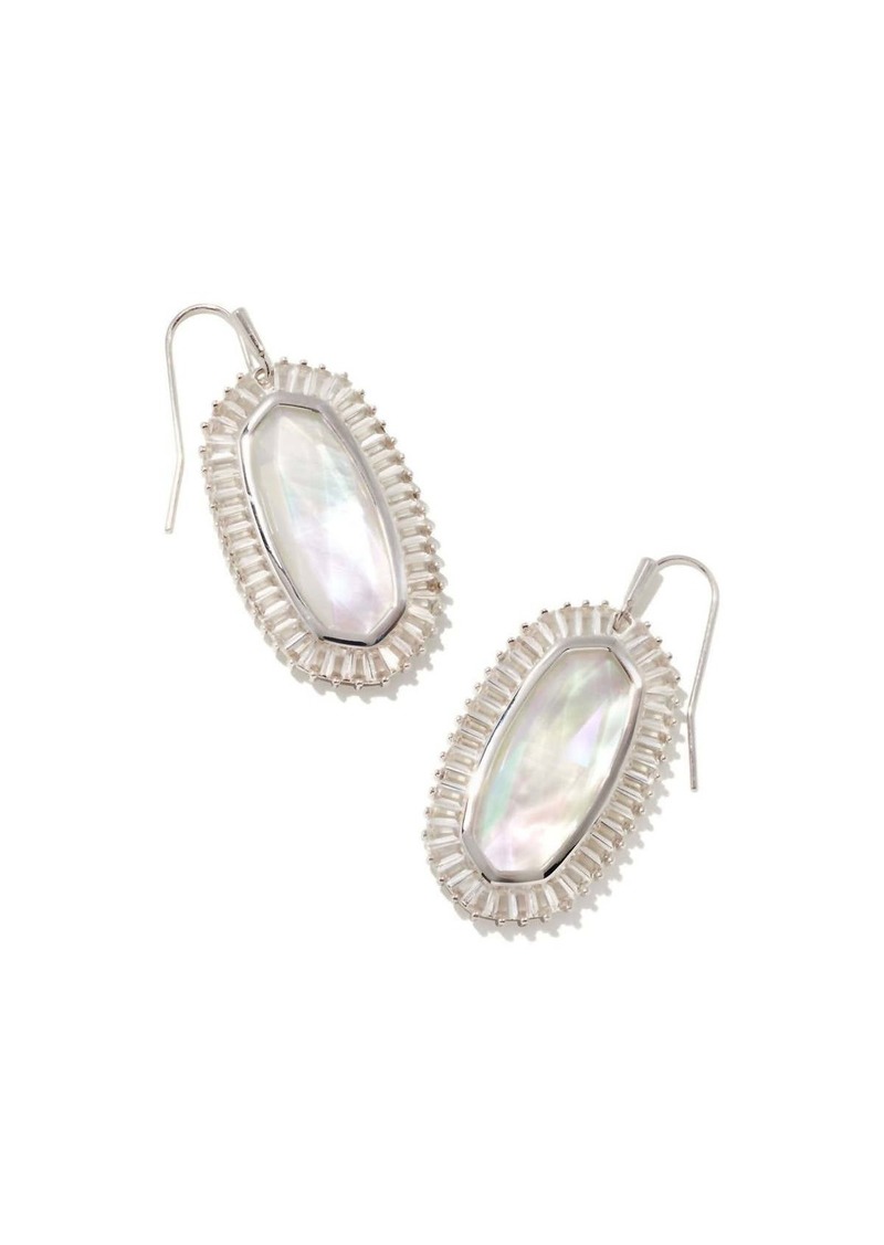 Kendra Scott Baguette Elle Drop Earrings In Rhodium Ivory Mix