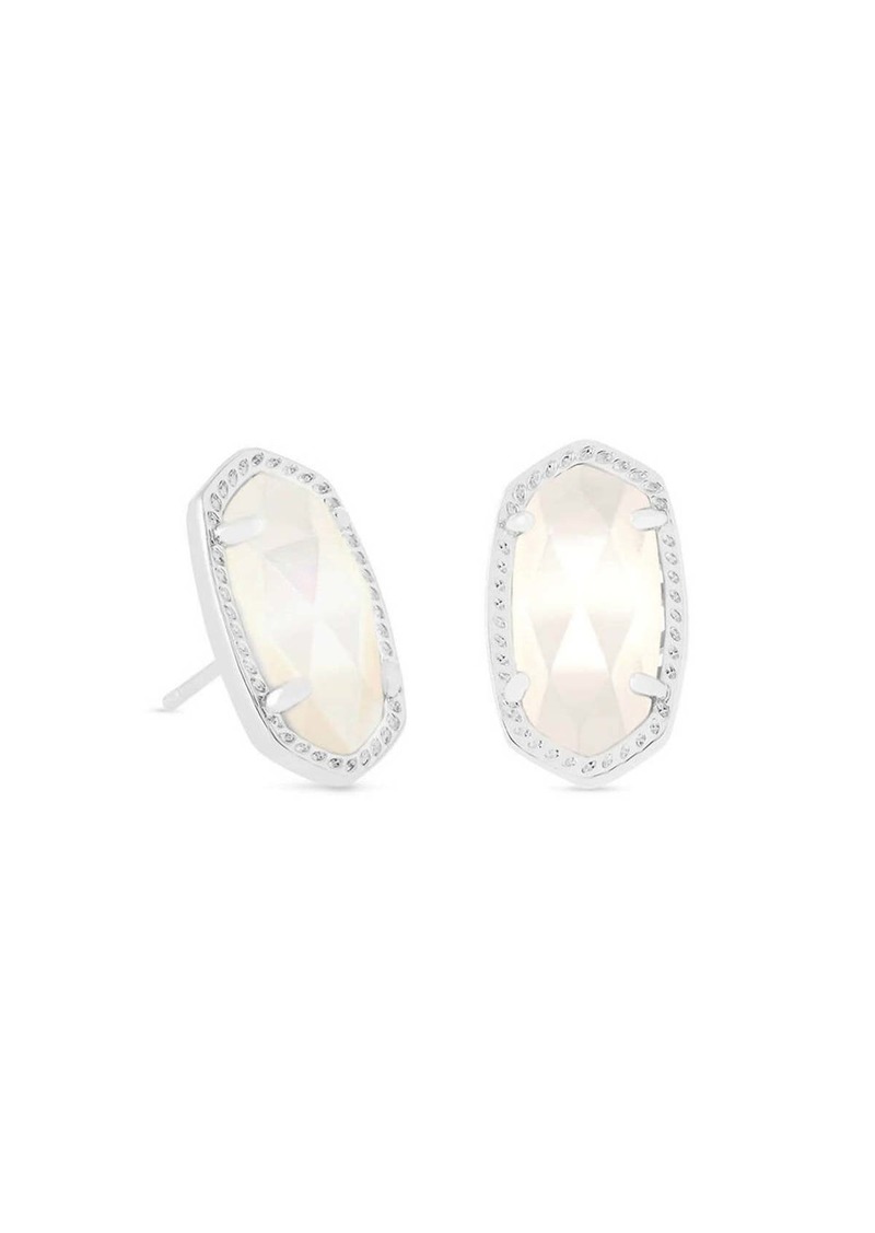 Kendra Scott Ellie Silver Stud Earrings In Ivory Mother Of Pearl