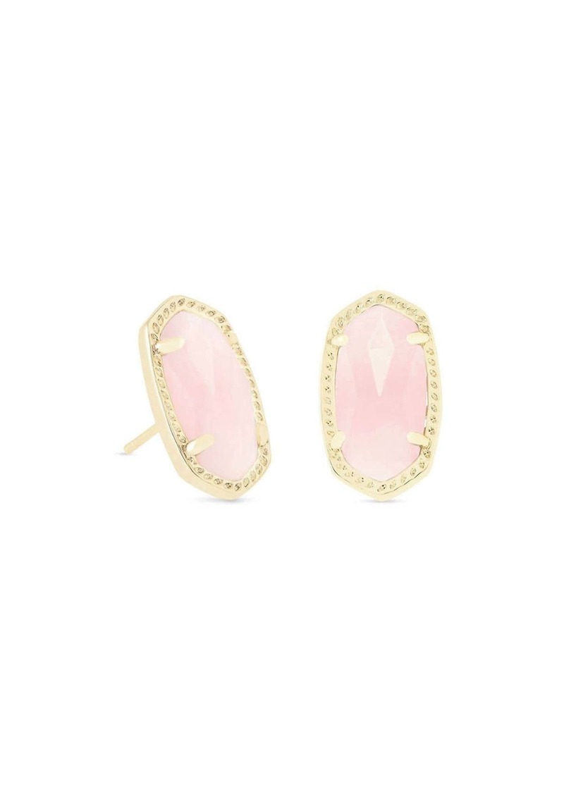 Kendra Scott Ellie Stud Earrings In Gold Rose Quartz