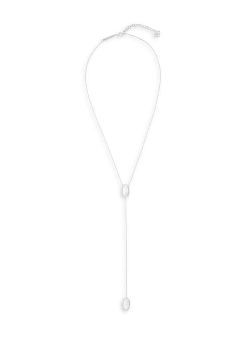 Kendra Scott Ellison Rhodium Plated & Kyocera Opal Lariat Necklace