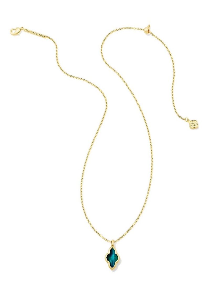 Kendra Scott Framed Abbie Gold Short Pendant In Teal Tigers Eye