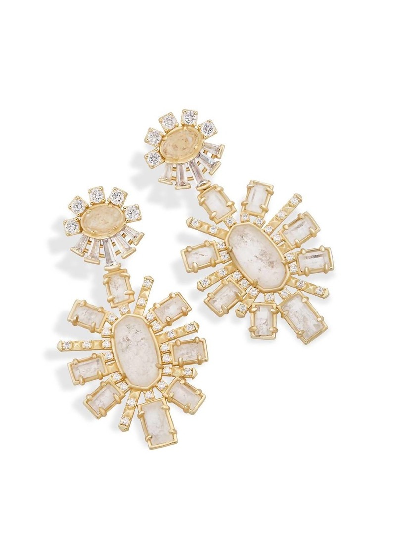 Kendra Scott Glenda Earrings In Gold Plate/white Cz/rock Crystal