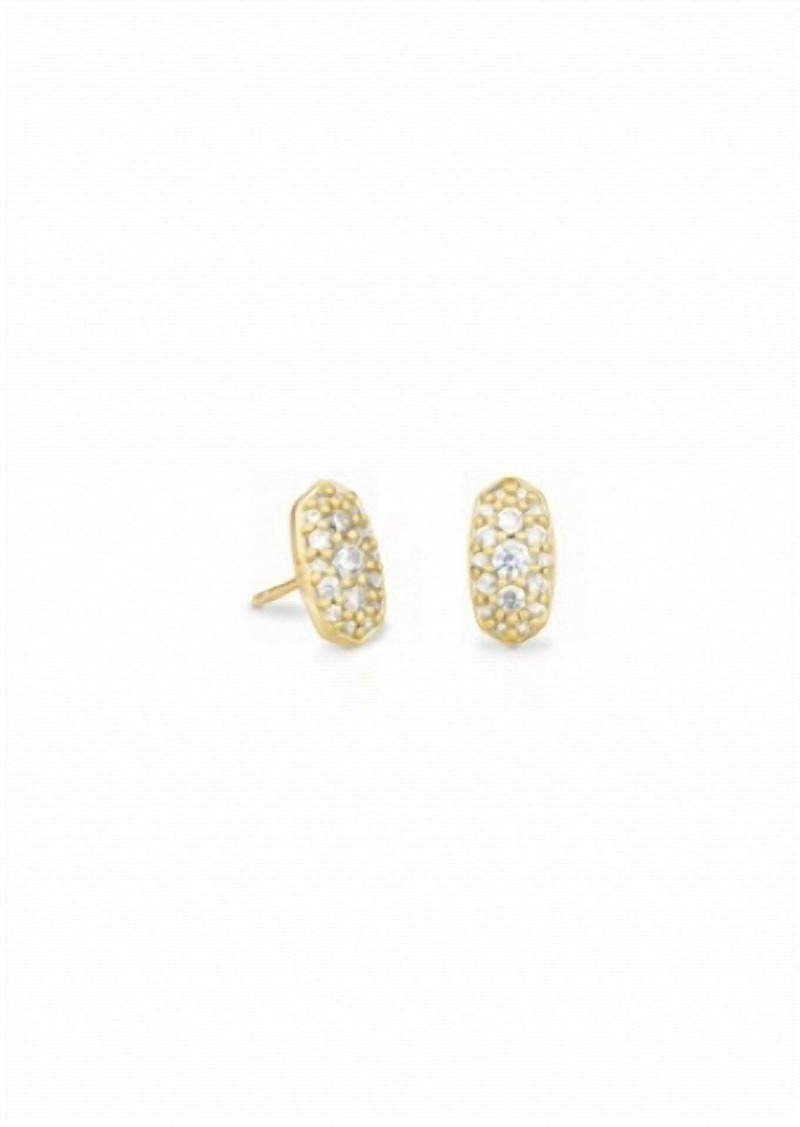 Kendra Scott Grayson Gold Stud Earrings In White Crystal