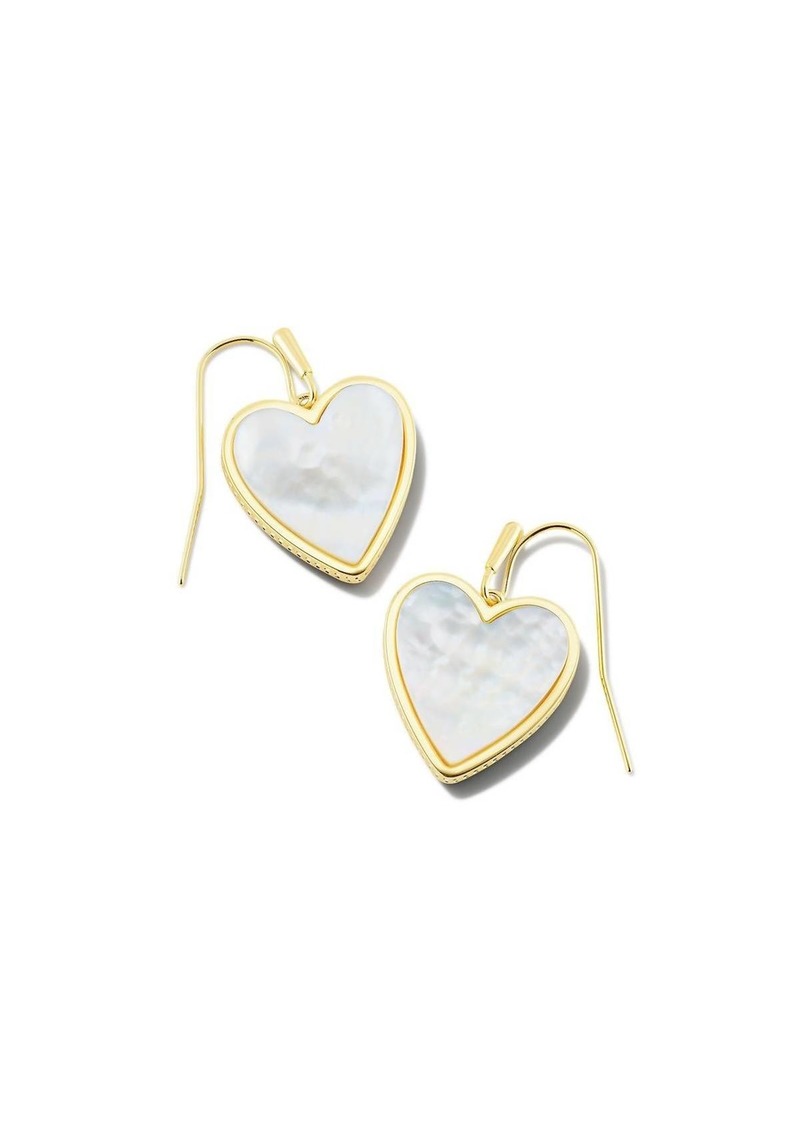 Kendra Scott Heart Drop Earrings In Gold Ivory Mother Of Pearl