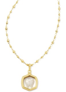 Kendra Scott 14k Gold-Plated Butterfly Carved Crystal Pendant Necklace, 21" + 7" extender