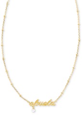 "Kendra Scott 14k Gold-Plated Cultured Freshwater Pearl Abuela Script 19"" Adjustable Pendant Necklace - Abuela/Gold White"