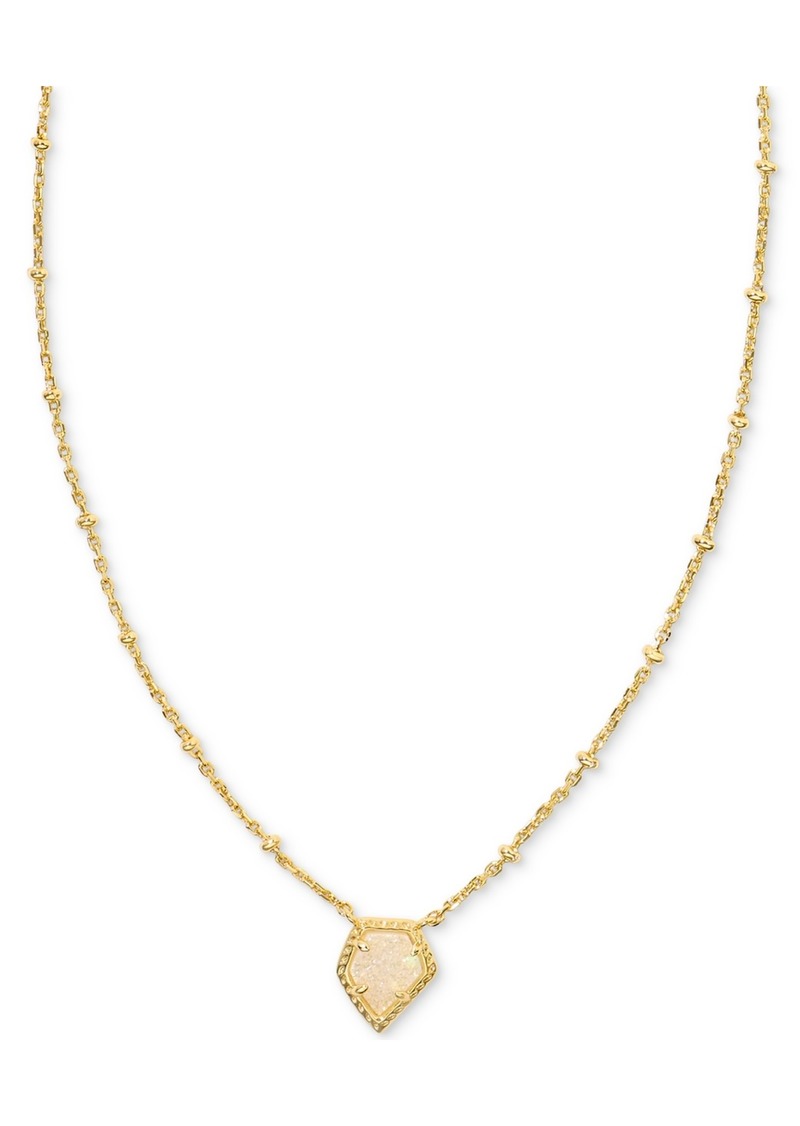 "Kendra Scott 14k Gold-Plated Framed Drusy Stone 19"" Adjustable Pendant Necklace - Gold Iride"