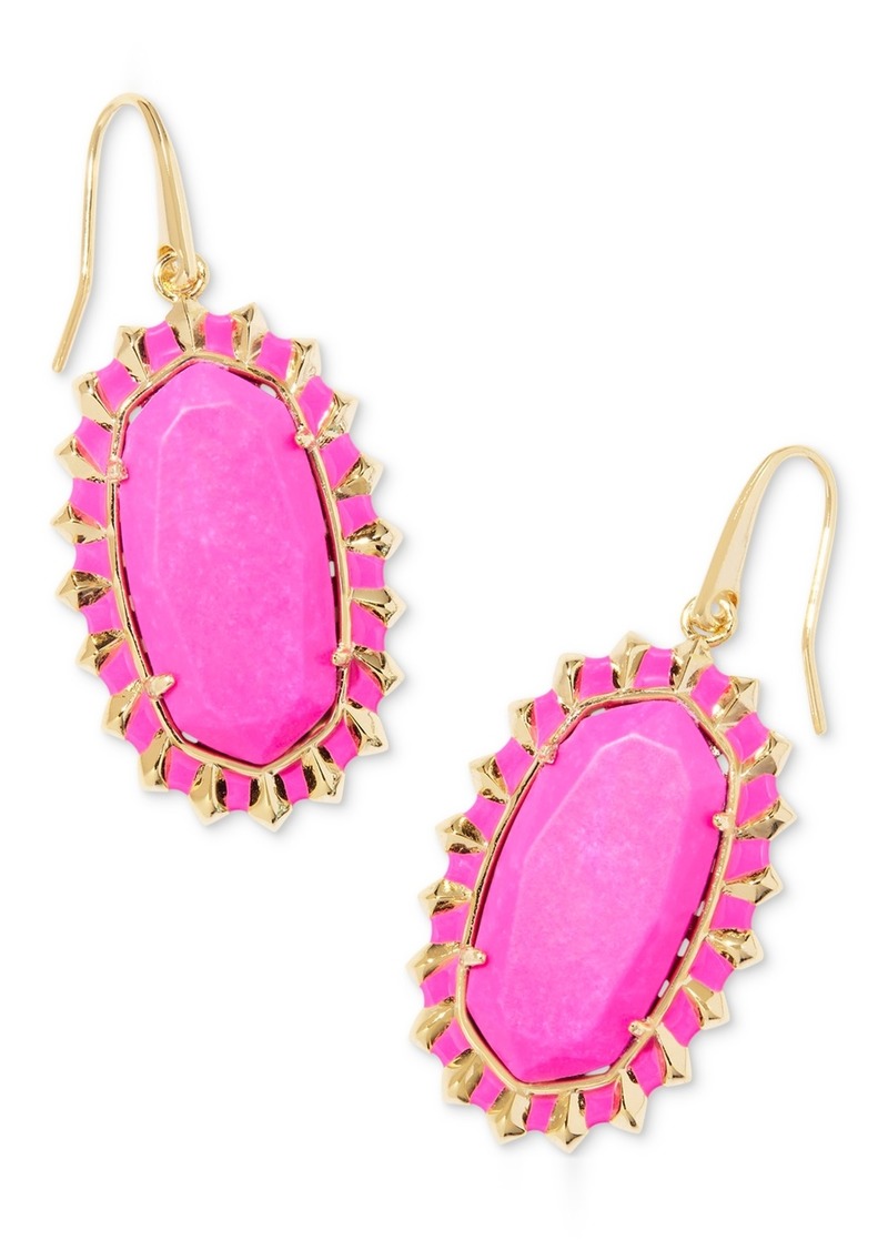 Kendra Scott 14k Gold-Plated Framed Stone Drop Earrings - Gold Neon