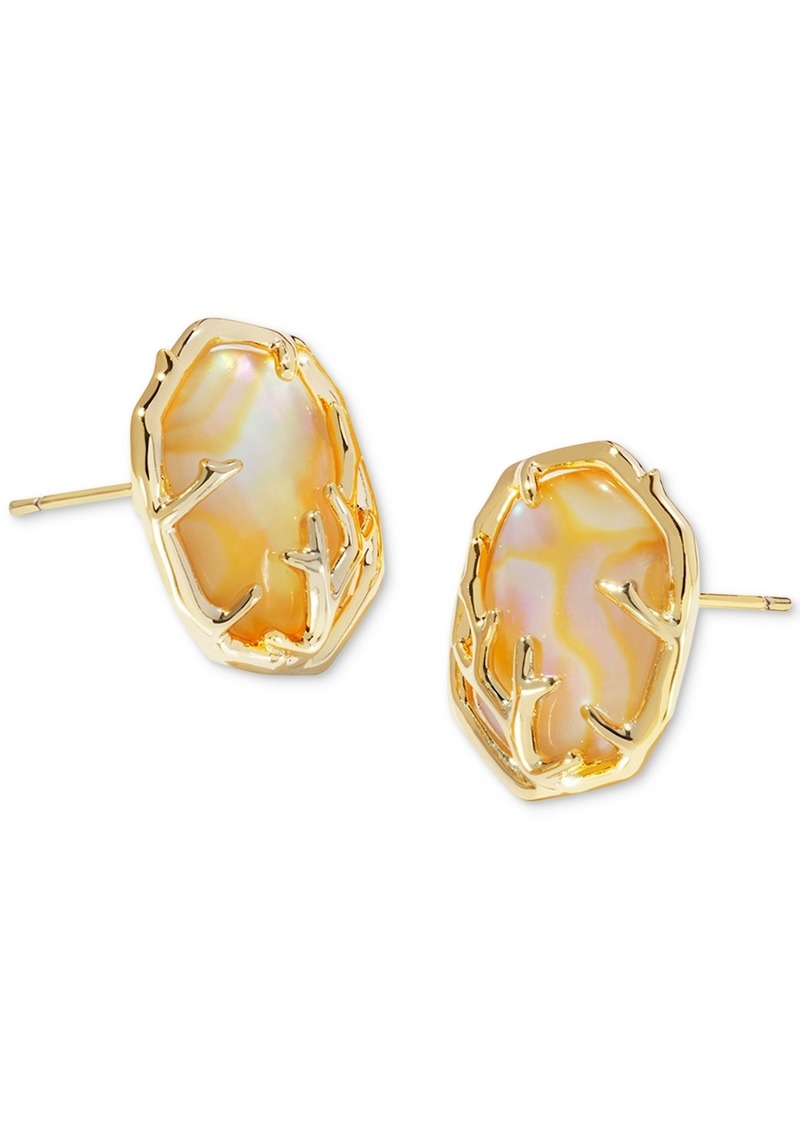 Kendra Scott 14k Gold-Plated Framed Stone Stud Earrings - Gold Irid