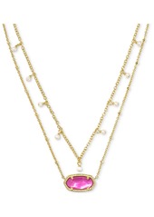 "Kendra Scott 14k Gold-Plated Imitation Pearl & Stone 19"" Adjustable Layered Pendant Necklace - Gold Azalea Illusion"