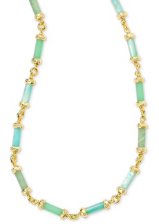 "Kendra Scott 14k Gold-Plated Mixed Bead Adjustable Strand Necklace, 14"" + 5"" extender - Gold Blue"