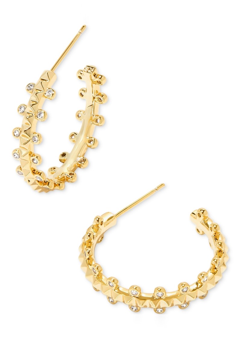 "Kendra Scott 14k Gold-Plated Small Pave C-Hoop Earrings, 1"" - White Crystal"