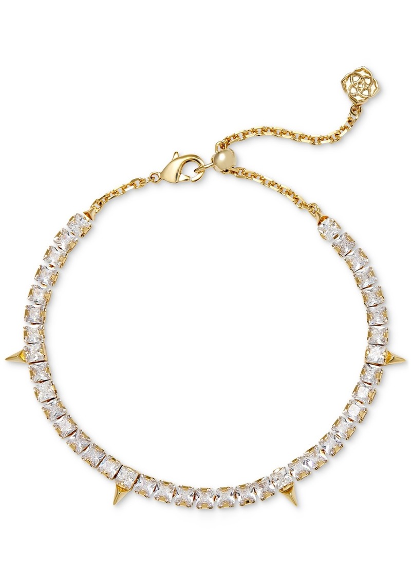 Kendra Scott 14k Gold-Plated Spike Cubic Zirconia Adjustable Tennis Bracelet - White Crystal