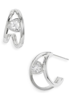 Kendra Scott Arden Curved Trilliant Huggie Earrings in Rhodium at Nordstrom