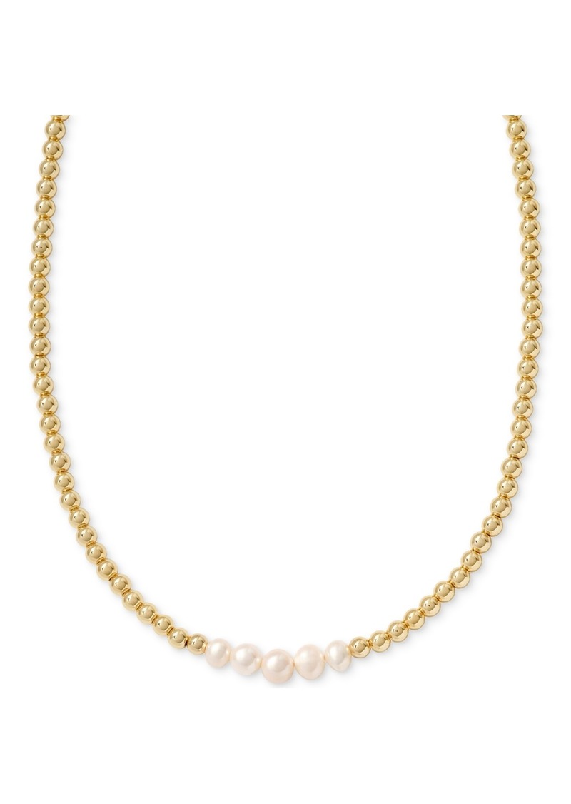 "Kendra Scott Eve Silver-Tone Beaded Strand Necklace, 19"" - Gold White"